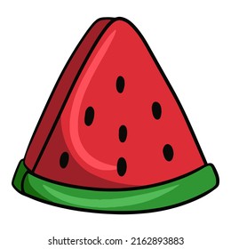 Juicy dreieckiges süßes Stück Wassermelon, Frische, Vektorgrafik auf weißem Hintergrund