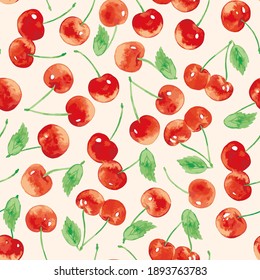 Juicy watercolor pattern with cherries