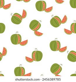 Juicy watermelon seamless pattern. Fashionable watermelon pattern for wrapping paper, wallpaper, stickers, notebook cover.