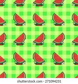 Juicy watermelon seamless vector pattern