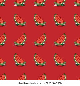 Juicy watermelon seamless vector pattern