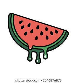 Juicy Watermelon Slice Dripping Illustration