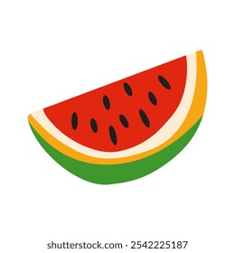 Juicy watermelon slice in flat design. Kwanzaa holiday festival gift fruit. Vector illustration isolated.