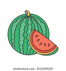Juicy watermelon with slice, great for summer fruit or refreshing snack