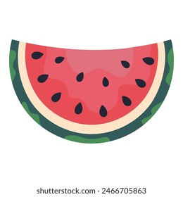 Juicy watermelon slice, hand-drawn, flat vector illustration, white background