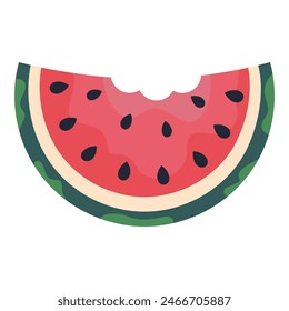 Juicy watermelon slice, hand-drawn, flat vector illustration, white background