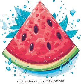 Juicy watermelon slice on a white transparent background