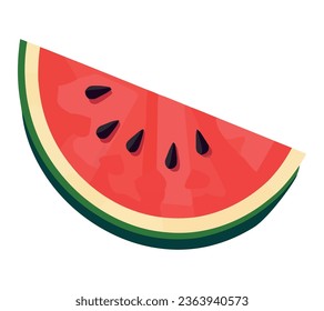Juicy watermelon slice over white