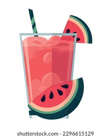 Juicy watermelon slice, perfect summer refreshment drink isolated