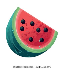 Juicy watermelon slice, a refreshing summer snack icon isolated