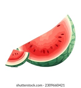 Juicy watermelon slice, snack icon isolated