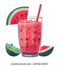 Juicy watermelon slice, summer cocktail isolated