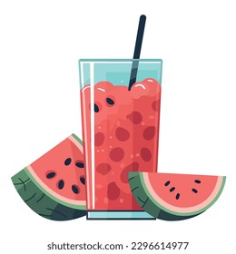 Juicy watermelon slice, summer refreshment isolated