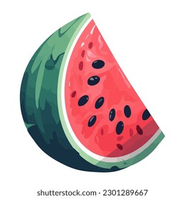 Juicy watermelon slice, summer refreshment snack icon isolated