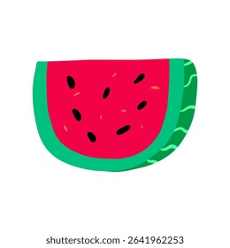 Juicy watermelon slice. Summer tropical fruit vector illustration. Fresh food element. 