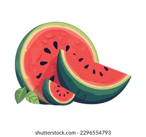 Juicy watermelon slice sweet fruit icon isolated
