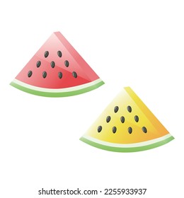 Juicy watermelon slice vector illustration on white background. Vector watermelon slice summer fruit illustration. Can be used in educational books for textbooks.