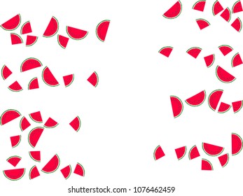 Juicy watermelon slice vector print illustration. Vitamin food element for summer diet. Minimal red and green water melon fruit. Vector dessert nutrition watermelon berry.