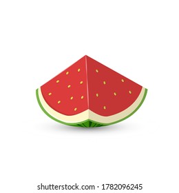 Juicy watermelon sliced with seeds isolated on white background
