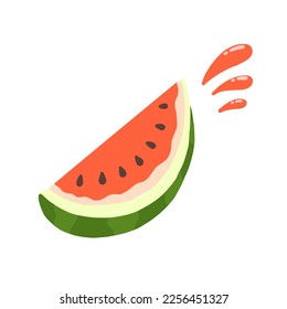 Juicy watermelon. Vector illustration in flat cartoon style isolated on white background.