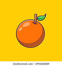 Juicy Whole Ripe Orange. Food and Drinks Icon Concept. Flat Cartoon Vector Illustration Isolated.