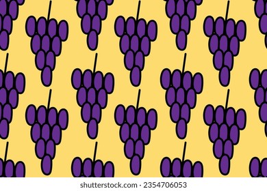 Juicy wine grape. Autumn, summer fruit. Harvest. Season. Garden. Healthy food. Organic, diet.  Trendy, stylish, fashionable, seamless vector pattern for design and decoration.