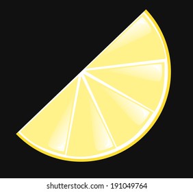 Juicy yellow lemon slice on a black background