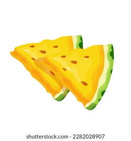 Juicy yellow watermelon.Slice of summer berry.Vector graphics.