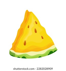 Juicy yellow watermelon.Slice of summer berry.Vector graphics.