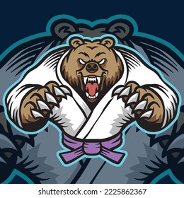 jujitsu bear is a bear with purple belt it can use for gaming logo or anything else