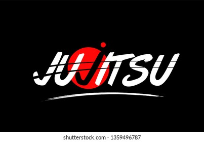 jujitsu text word on black background with red circle suitable for card icon or typography logo design
