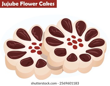 Jujube Flower Cakes. Chinese Lunar New Year Pastries Isolated