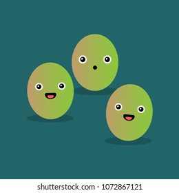 Jujube Fruit Vector Illustration with Smiling Faces