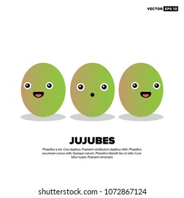 Jujube Fruit Vector Illustration with Smiling Faces