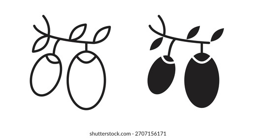 Jujube-Symbol auf schwarzem Strich, Vektordesign und flache, feste Version auf weißem Hintergrund