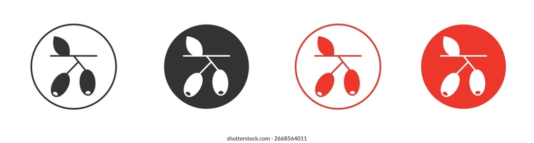 Jujube icon. Black style vector icons. Isolated sign symbol