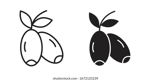 Ícone Jujube gráfico vetorial preto-e-branco