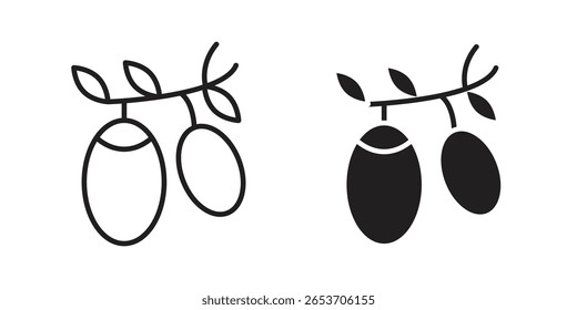 Elemento de diseño de icono de Jujube. Trazo editable. Vector