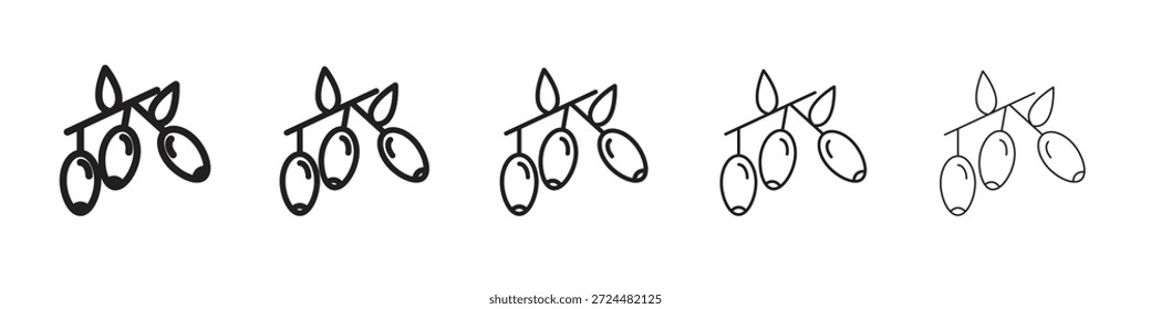 Diseño de icono de Jujube en estilo de trazo editable delgado para trabajo gráfico