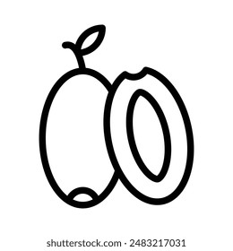Icono de Jujube marca de logotipo lineal en blanco y negro