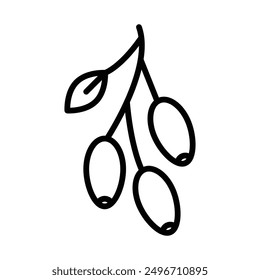 Jujube icon linear logo mark in black and white