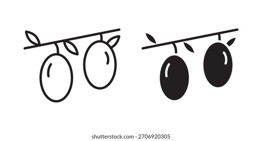 Icono de Jujube, icono de estilo de contorno para Sitio web o App móvil, gráficos de Vector
