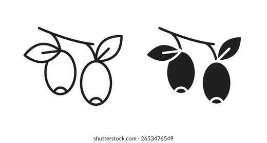 Jujube icon, outline vector sign, linear and solid style pictogram isolated on white.
