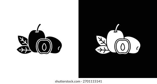 Vector de la silueta del icono de Jujube en colores negros. estilo plano del diseño del logotipo del símbolo