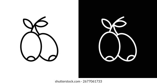Icono de Jujube. Línea delgada simple, Vectores de contorno