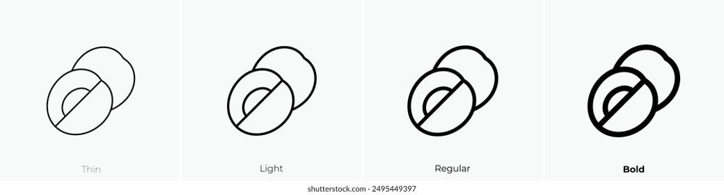 Jujube-Symbol. Dünnes, leichtes Regular- und Bold-Design isoliert auf weißem Hintergrund