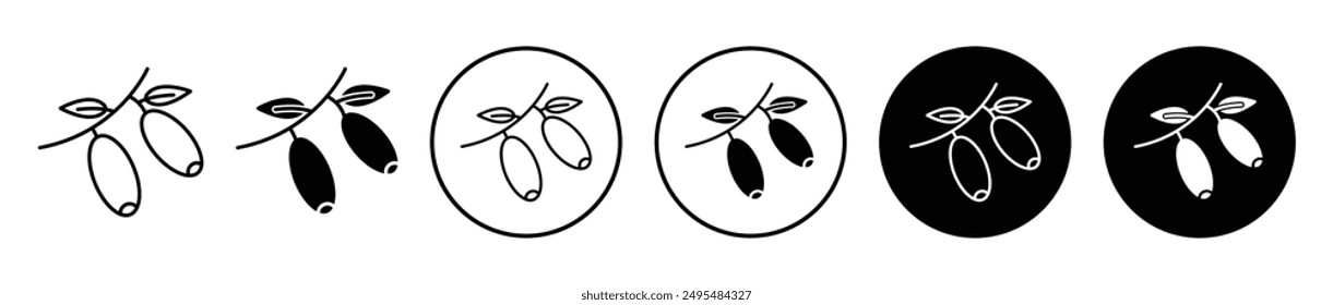 Conjunto de iconos de Vector de línea fina Jujube.