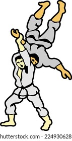 Jujutsu Martial Art Flat Vector Illustration