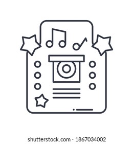 Jukebox concept icon, linear isolated illustration, thin line vector, web design sign, outline concept symbol with editable stroke on white background.