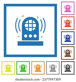 Jukebox flat color icons in square frames on white background